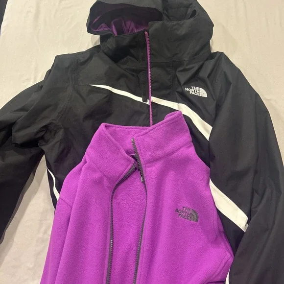 The North Face Girls Size XL 18 Hyvent Jacket 3-in-1 Shell Black Pink Ski Rain - Picture 4 of 16